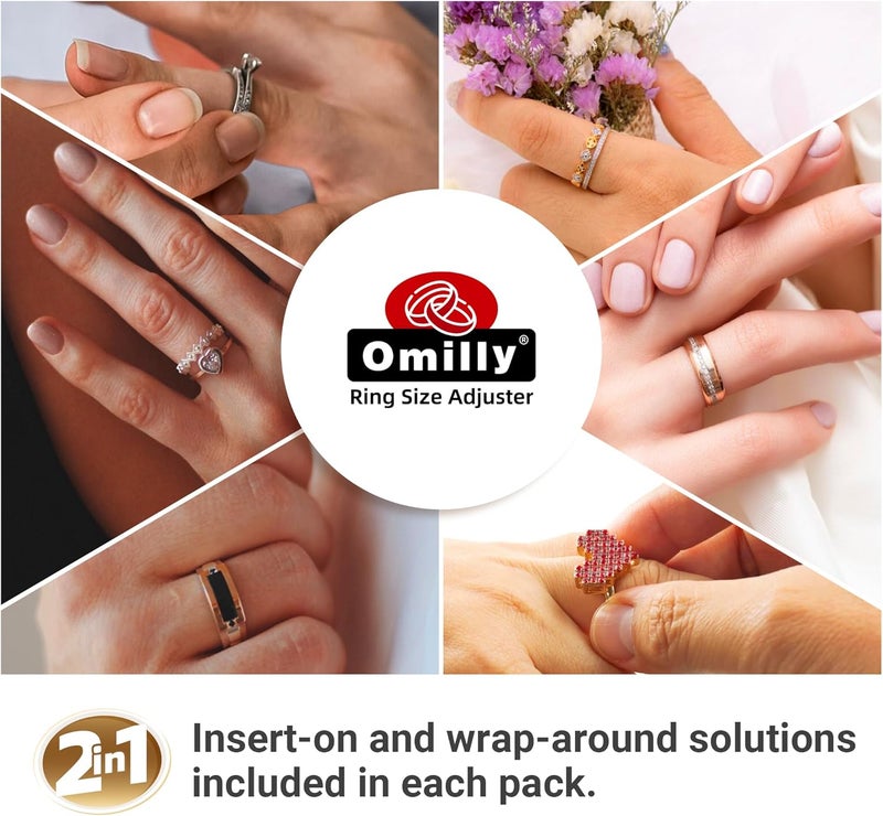 Omilly Ring Sizer Adjuster for Loose Rings, 16 Sizes Ring Spacers & Spiral Guards, 2 Styles Invisible Ring Size Reducer, Solve Ring Looseness for Women & Men (Transparent, Easy to Use) - Image 2